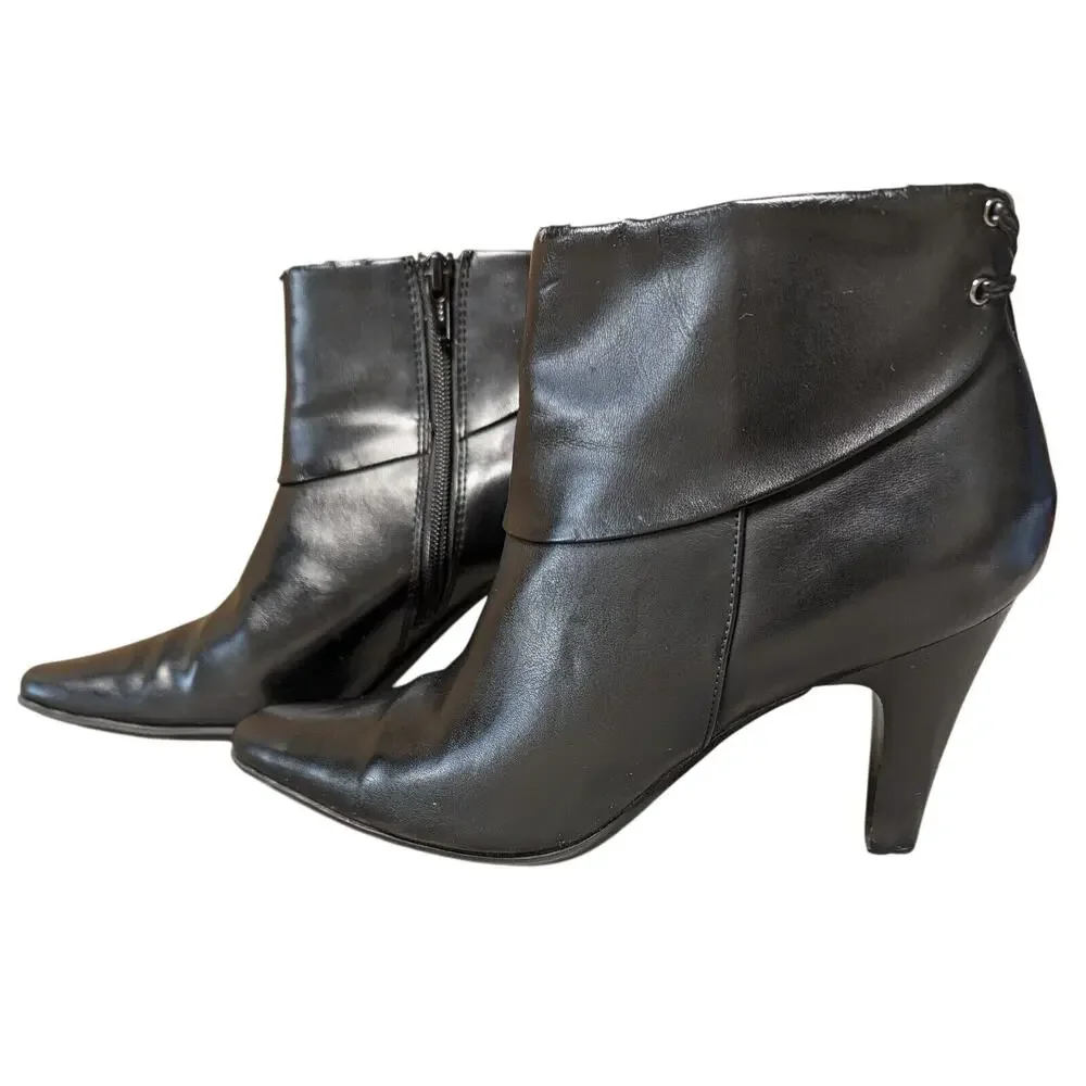 Croft&Barrow Taylor Ankle Boots WOMENS 7.5M black faux leather pointy toe witchy